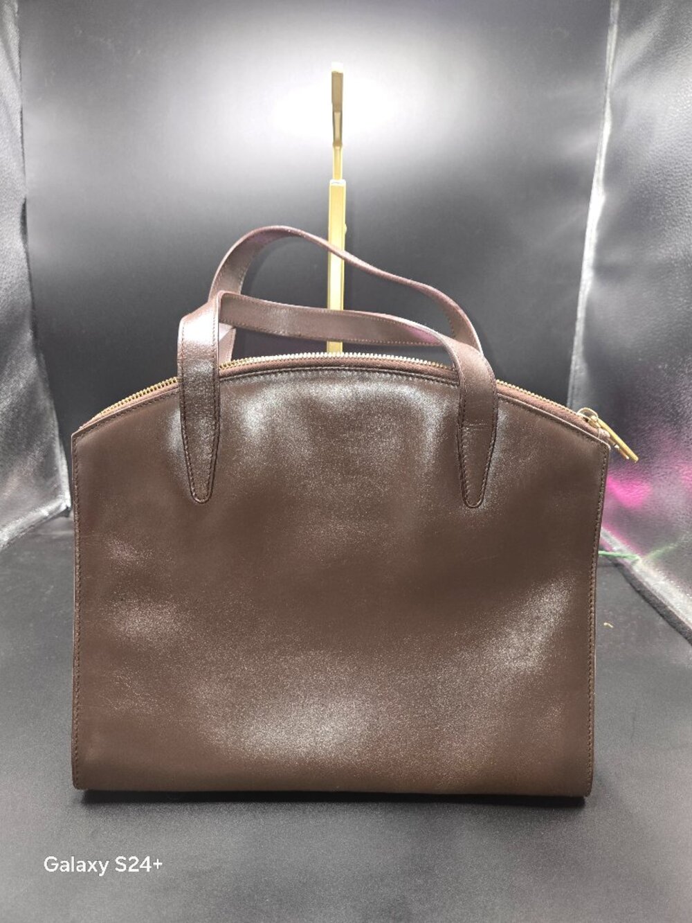 Vintage Gucci Brown Leather Shoulder Tote Bag Gold Hardware Made in Italy AS IS